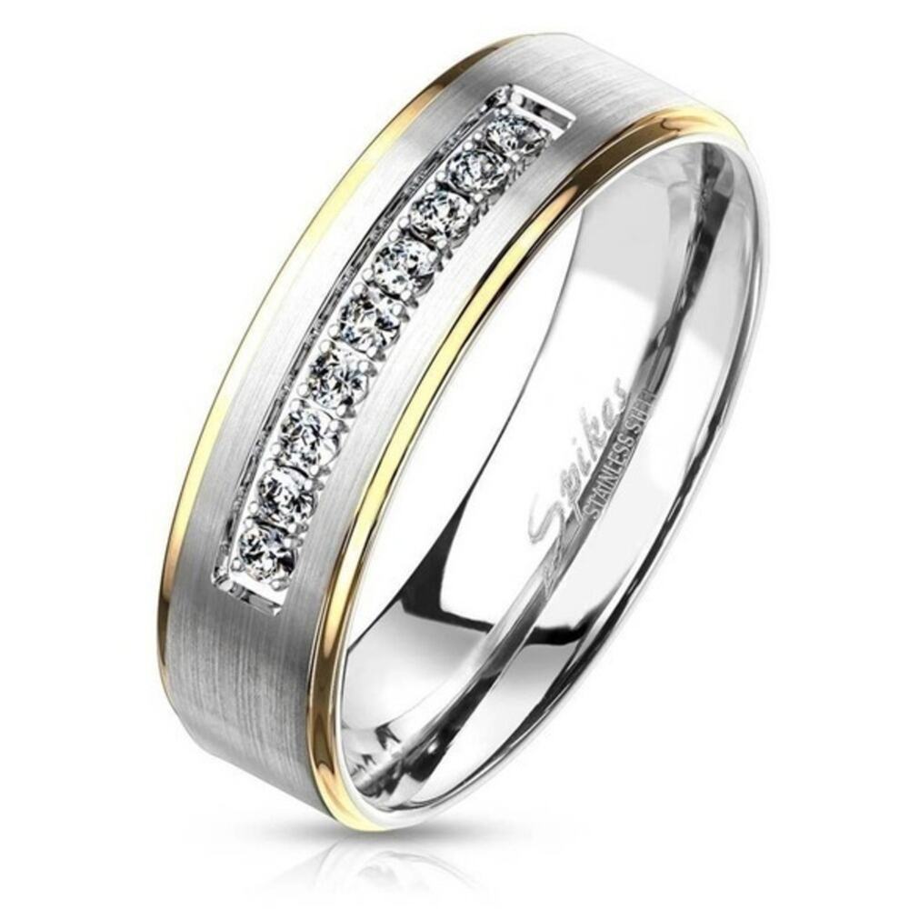 New stainless steel CZ ring‎ size 6